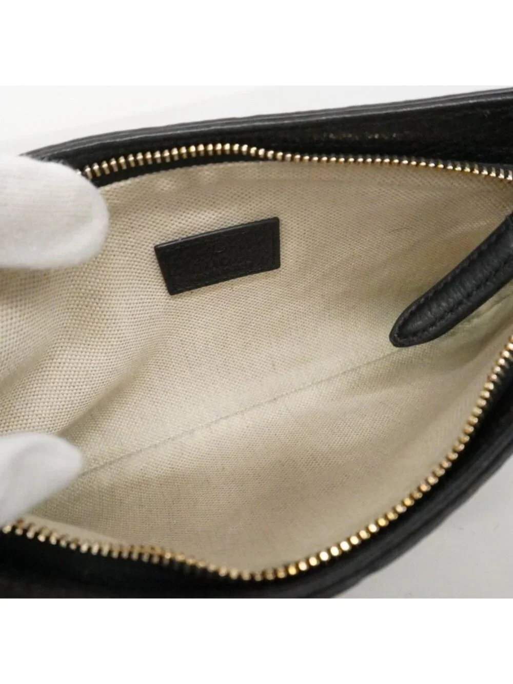 ★SOLD★ Gucci Shoulder Bag Guccissima Leather Black Champagne Gold - Picture 4 of 10